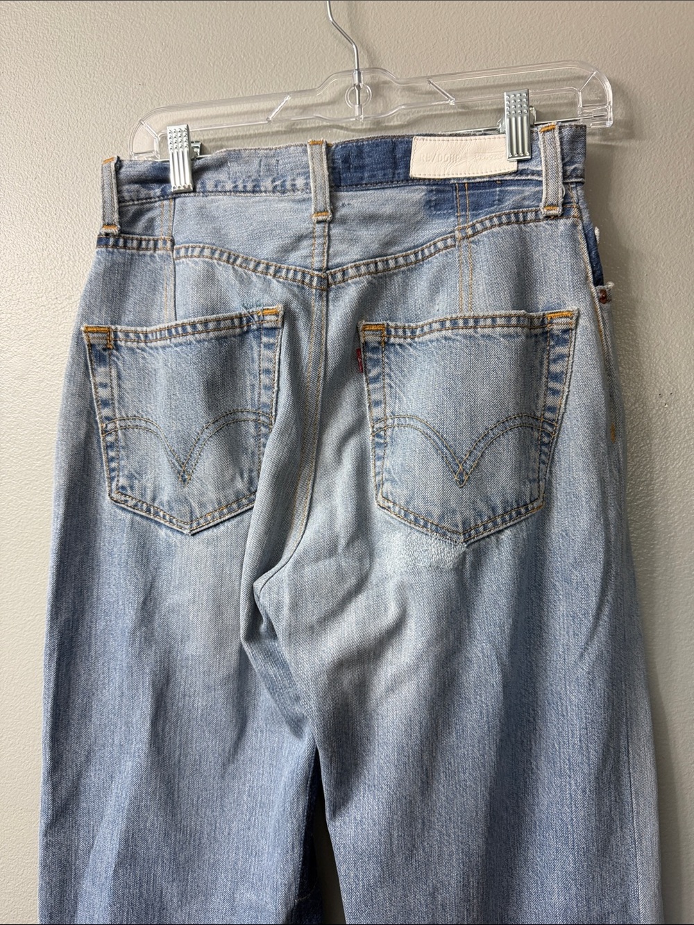Re/Done x Levi's Patchwork Bell Bottom 60s 70s Hippie Flare Jeans 26 - Picture 11 of 12